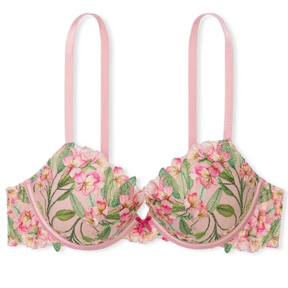 DREAM ANGELS VICTORIA'S SECRET-LILY EMBROIDERY PUSH-UP BRA -BLUSH PINK, 36DD - Picture 2 of 13